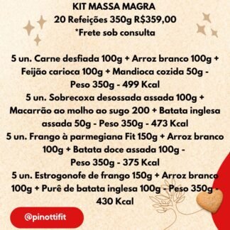 KIT MASSA MAGRA 20un - (Bovina e Frango) - 350g