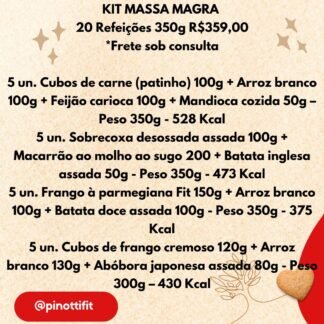 KIT MASSA MAGRA 20un - (Bovina e Frango) - 350g