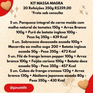 KIT MASSA MAGRA 20un - (Bovina e Frango) - 350g