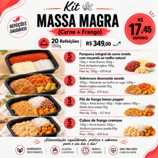 KIT MASSA MAGRA 20un - (Carne + Frango) - 350g