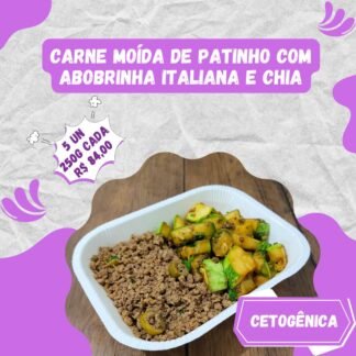 5 un. Carne moída (patinho) com abobrinha refogada e chia 250g/cada - (Cetogênica)
