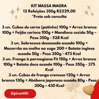 KIT MASSA MAGRA 12un - (Bovina e Frango) - 350g