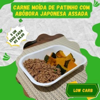 5 un. Carne moída (patinho) com abóbora japonesa assada 200g/cada