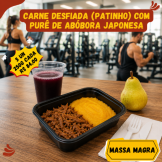5 un. Carne desfiada com purê de abóbora japonesa 250g/cada