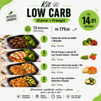 KIT LOW CARB 12un - (Carne + Frango) - 200/250g