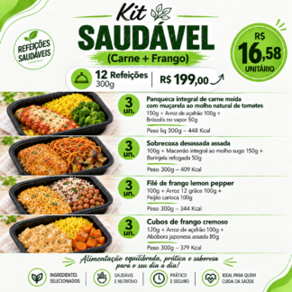 KIT SAUDÁVEL 12un - (Carne + Frango) - 300g