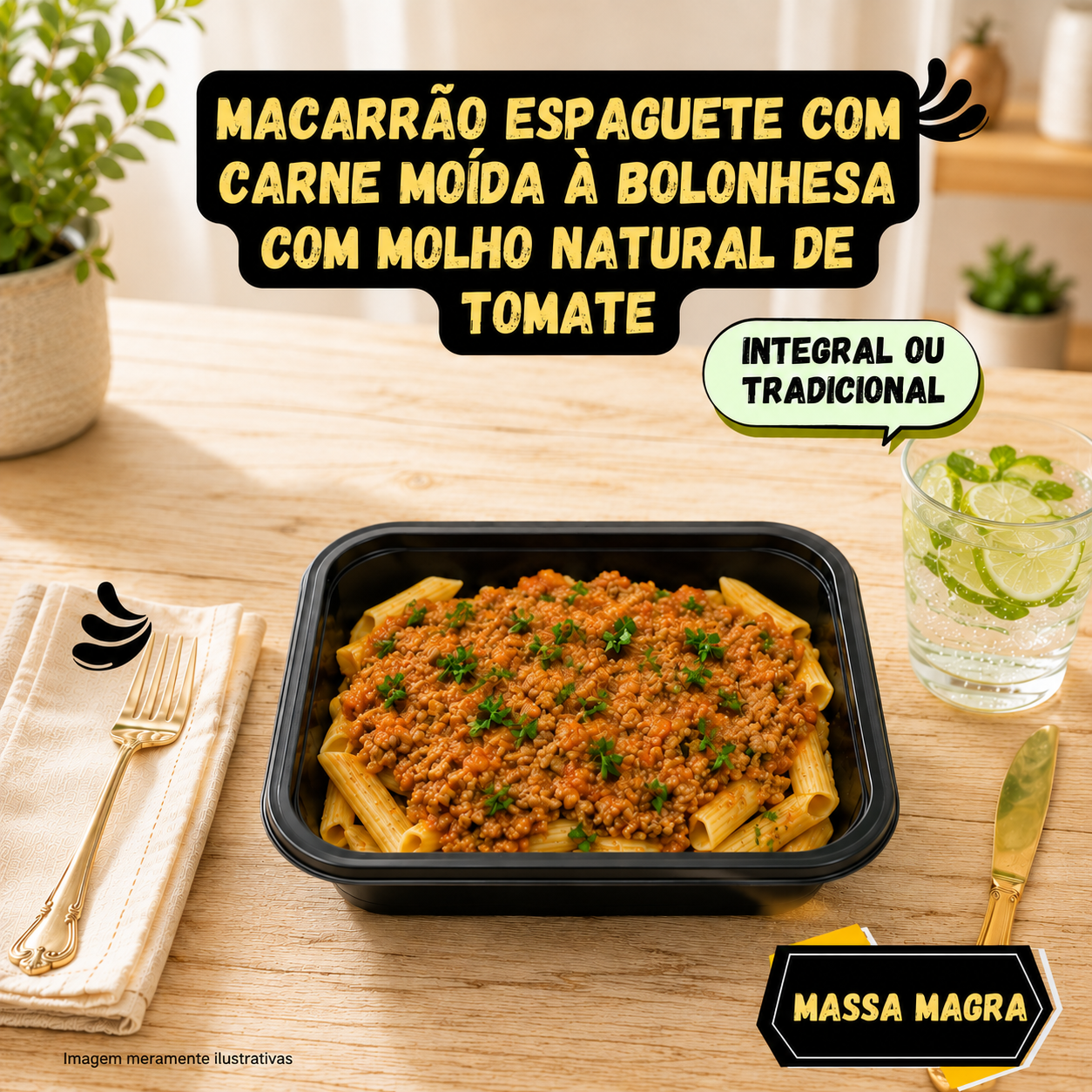 5 un de Macarrão integral à bolonhesa de carne moída 300g