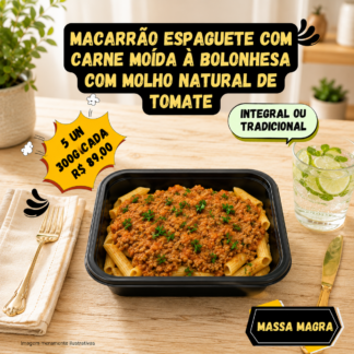 5 un de Macarrão integral à bolonhesa de carne moída 300g