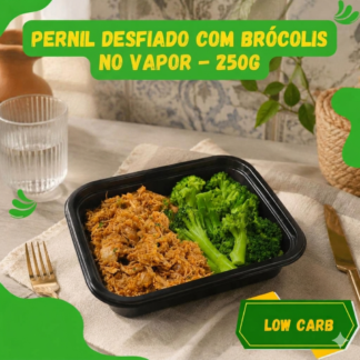 5 un Pernil desfiado com brócolis no vapor 200g